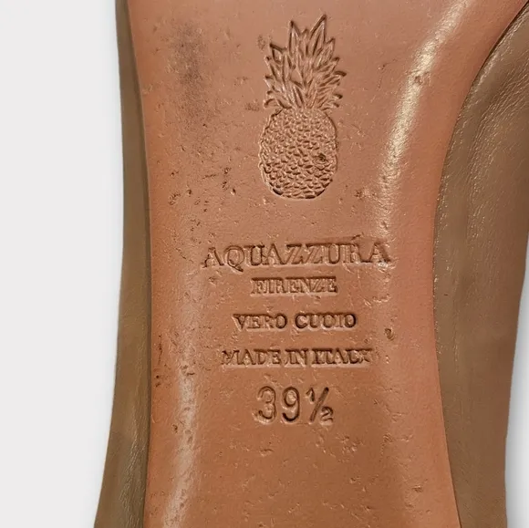 Aquazzura Beige Leather Chrstie Ankle Wrap Pointed Toe Flats