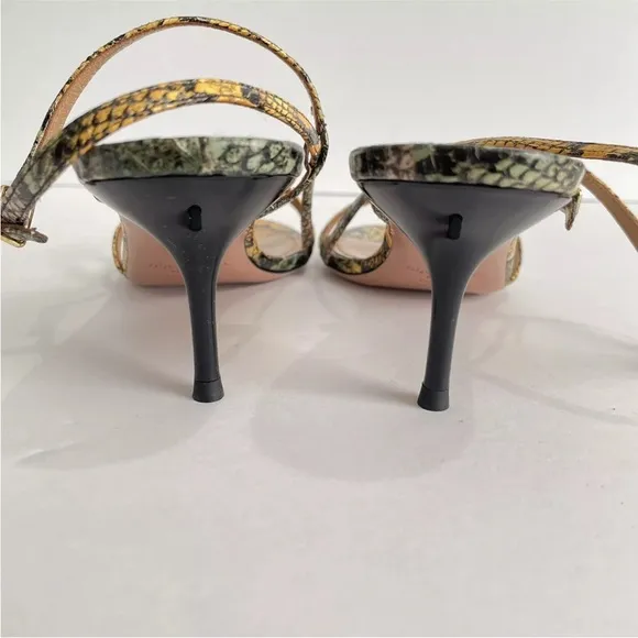 Aquazzura Carolyne Sandals Size 37 Kenya Snake Print 2.5&quot; Heel Strappy