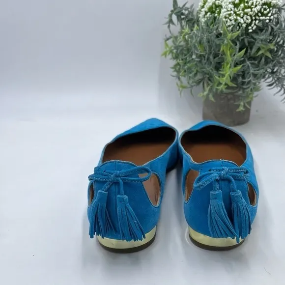 Aquazzura Forever Marilyn Turquoise Ballet Flats Designer Suede Sz 40.5/10-10.5