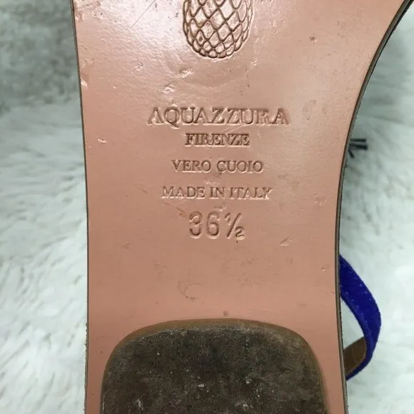 Aquazzura Women's Tropicana Blue Flat Thong Sandals Size 6.5