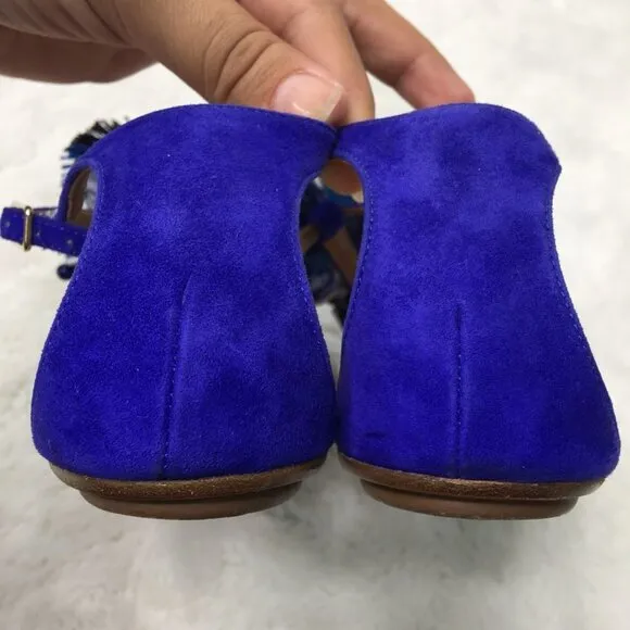 Aquazzura Women's Tropicana Blue Flat Thong Sandals Size 6.5