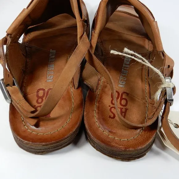 A.S.98 Rowe Slingback Flat SANDALS Size EU 42 10.5 11 Whiskey Brown Leather NEW