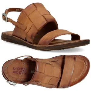A.S.98 Rowe Slingback Flat SANDALS Size EU 42 10.5 11 Whiskey Brown Leather NEW