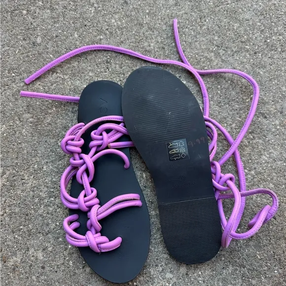 ASRA Shobha knotted flat sandals with ankle ties