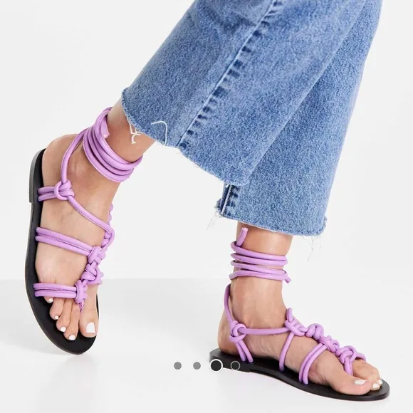 ASRA Shobha knotted flat sandals with ankle ties