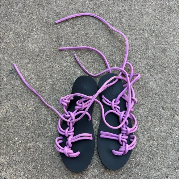 ASRA Shobha knotted flat sandals with ankle ties