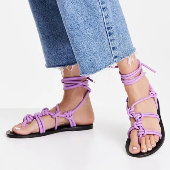 ASRA Shobha knotted flat sandals with ankle ties