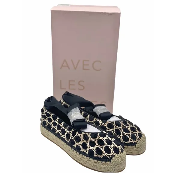 AVEC LES FILLES NIB Georgie Lace Up Espadrilles Flats