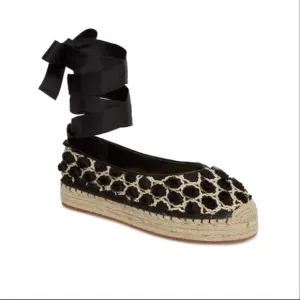 AVEC LES FILLES NIB Georgie Lace Up Espadrilles Flats