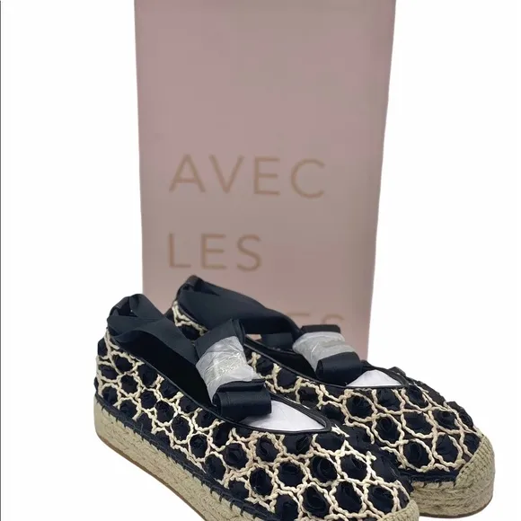 AVEC LES FILLES NIB Georgie Lace Up Espadrilles Flats