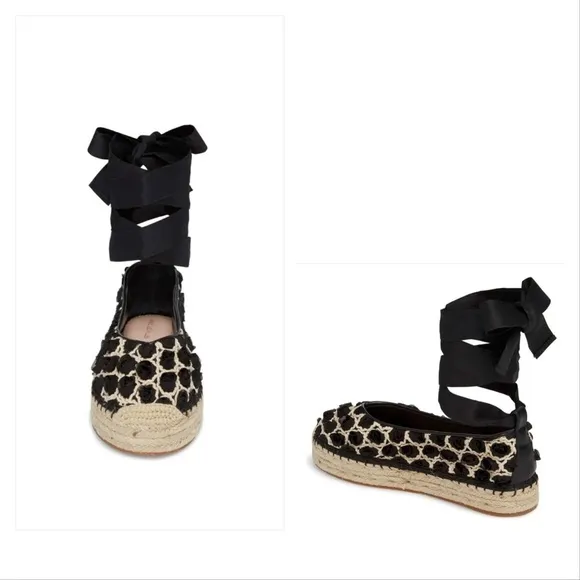 AVEC LES FILLES NIB Georgie Lace Up Espadrilles Flats