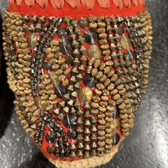 Bacio 61 Anthropologie Beaded Ankle Strap Espadrilles Size 7.5