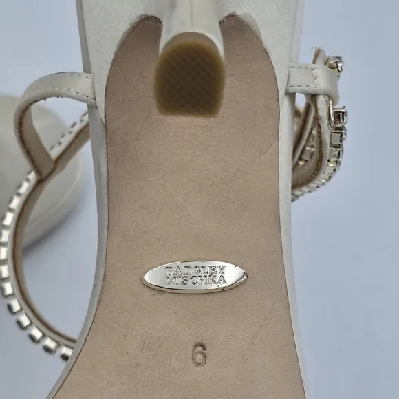 Badgley Mischka Tanika Shapely High Heel Strappy Embellished Sandals, Ivory, 6
