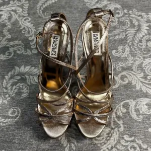 Badgley Mischka Women's Gold Strappy Stiletto Sandals Size 9 Formal