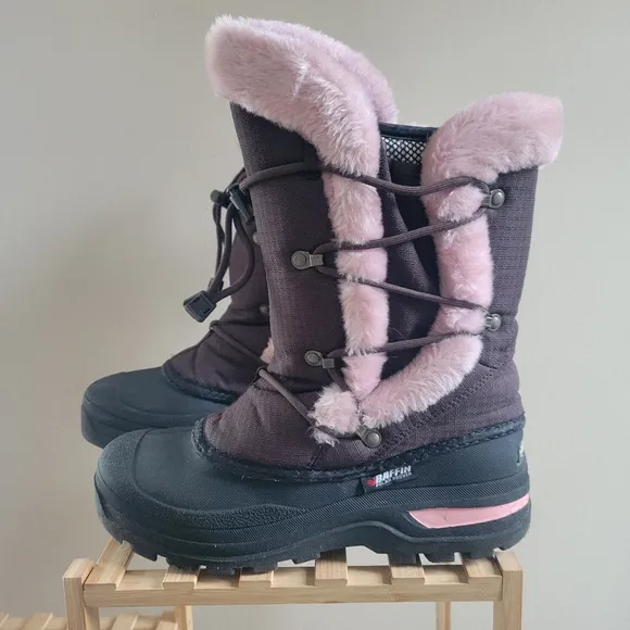 Baffin Melody Insulated Boots Brown and Pink Big Girls Size 7