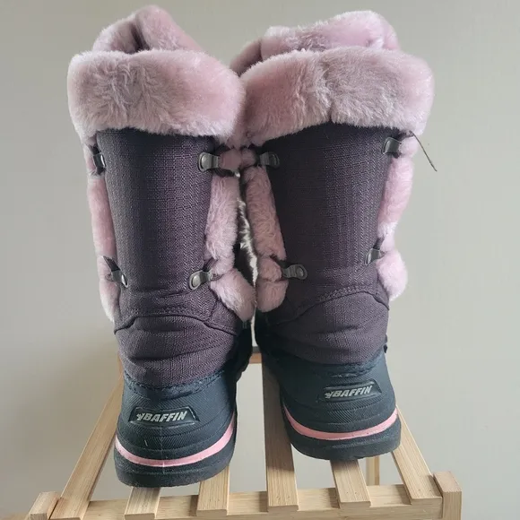 Baffin Melody Insulated Boots Brown and Pink Big Girls Size 7