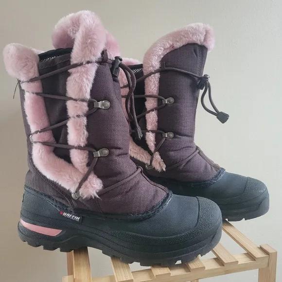 Baffin Melody Insulated Boots Brown and Pink Big Girls Size 7