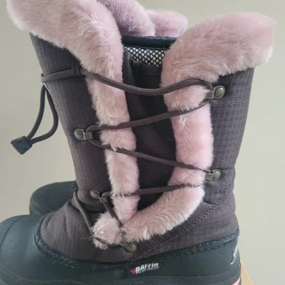 Baffin Melody Insulated Boots Brown and Pink Big Girls Size 7