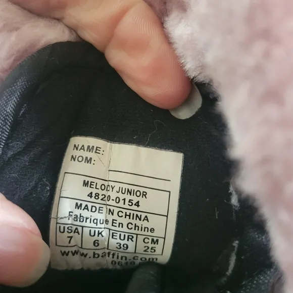 Baffin Melody Insulated Boots Brown and Pink Big Girls Size 7