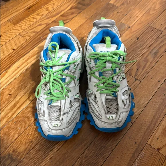 Balenciaga Blue and Green Sneakers with Chunky Soles