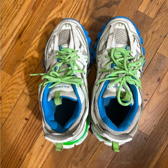 Balenciaga Blue and Green Sneakers with Chunky Soles