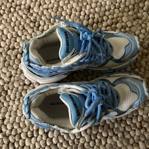 Balenciaga Blue and White Sneakers with Chunky Sole
