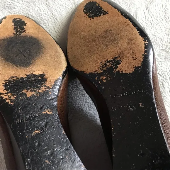 Balenciaga Leather Wedge Lace Loafers Brown 38.5