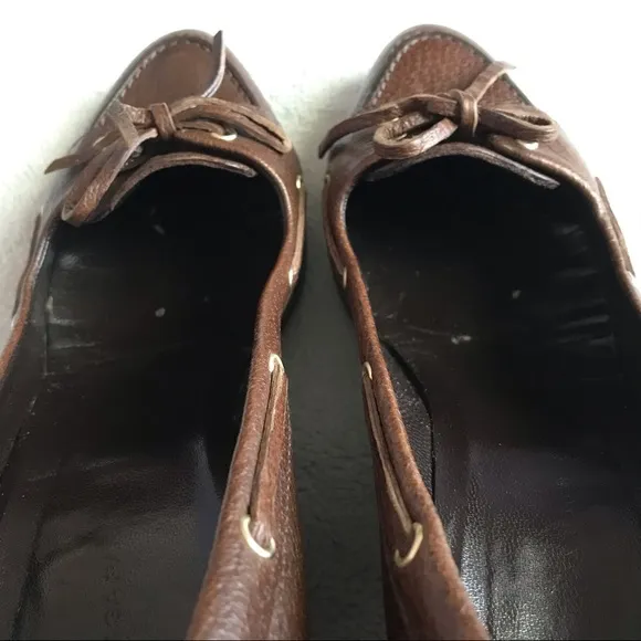 Balenciaga Leather Wedge Lace Loafers Brown 38.5