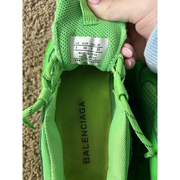 Balenciaga Triple S Green Chunky Sole Lace Up Sneakers Size 8