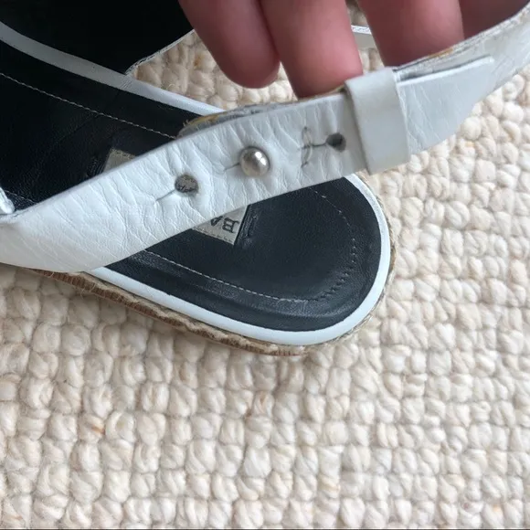Balenciaga white espadrille flat sandals 10 40