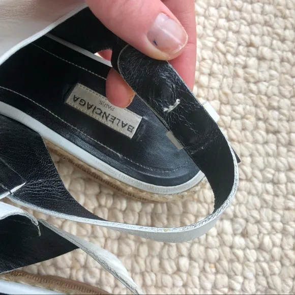 Balenciaga white espadrille flat sandals 10 40