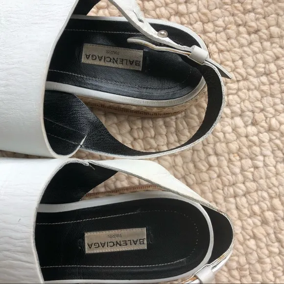 Balenciaga white espadrille flat sandals 10 40