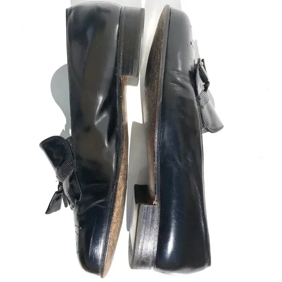 Bally Of Switzerland Men's Dress Shoes Size 7.5 F Tassel Loafers Black Leather