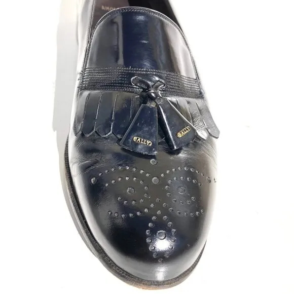 Bally Of Switzerland Men's Dress Shoes Size 7.5 F Tassel Loafers Black Leather