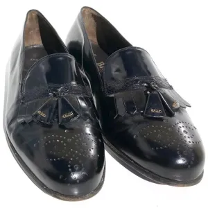 Bally Of Switzerland Men's Dress Shoes Size 7.5 F Tassel Loafers Black Leather