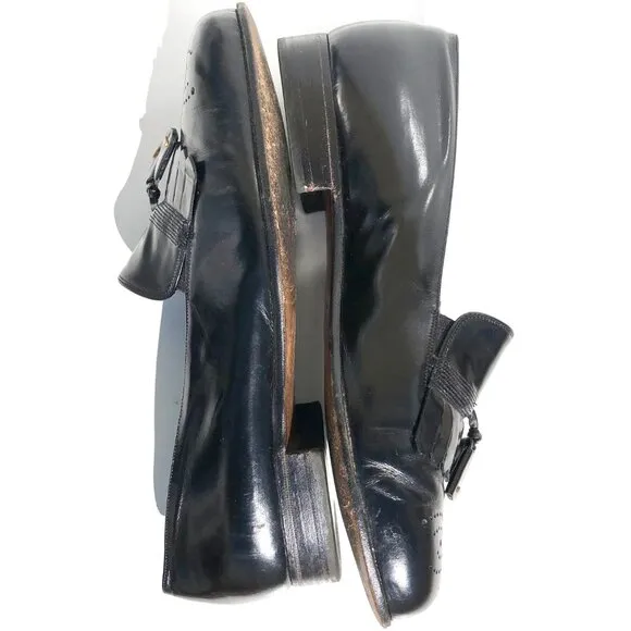 Bally Of Switzerland Men's Dress Shoes Size 7.5 F Tassel Loafers Black Leather