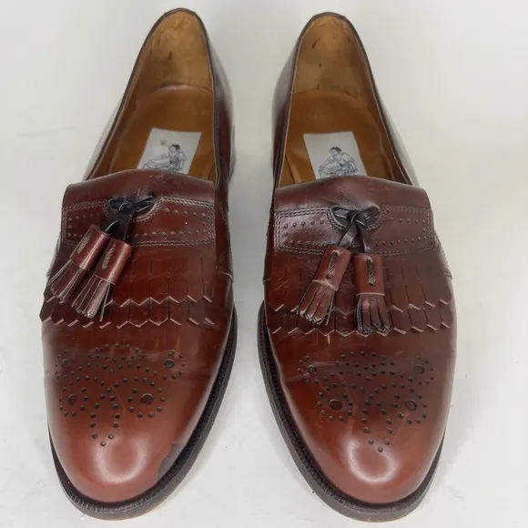 Bally Prestige 712 Richfield Brown Lether Loafers Tassel Shoes Men Sz UK 6 US 7