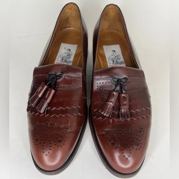 Bally Prestige 712 Richfield Brown Lether Loafers Tassel Shoes Men Sz UK 6 US 7