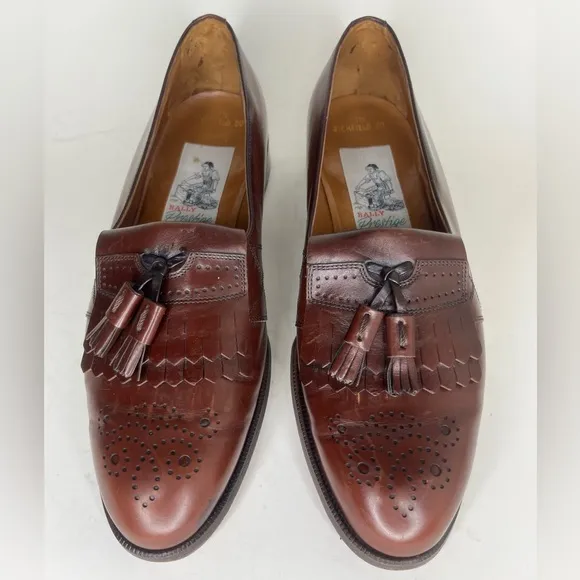 Bally Prestige 712 Richfield Brown Lether Loafers Tassel Shoes Men Sz UK 6 US 7