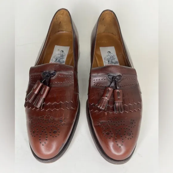 Bally Prestige 712 Richfield Brown Lether Loafers Tassel Shoes Men Sz UK 6 US 7