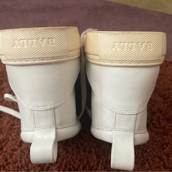 Bally White and Red High-Top Sneakers