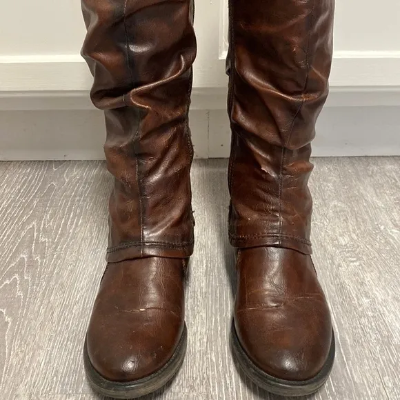BareTraps Skye Slouchy Leather Insulated Knee High Dark Brown Warm Riding Boots