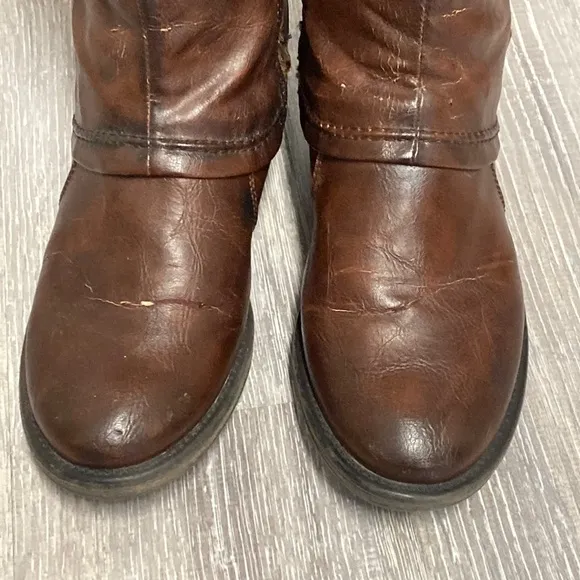 BareTraps Skye Slouchy Leather Insulated Knee High Dark Brown Warm Riding Boots