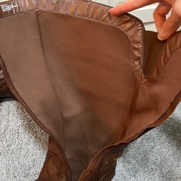 BareTraps Skye Slouchy Leather Insulated Knee High Dark Brown Warm Riding Boots