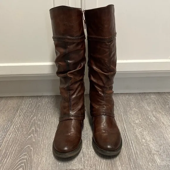 BareTraps Skye Slouchy Leather Insulated Knee High Dark Brown Warm Riding Boots