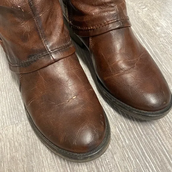 BareTraps Skye Slouchy Leather Insulated Knee High Dark Brown Warm Riding Boots