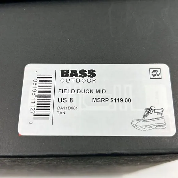 Bass Outdoor Field Duck Mid Boots -Tan/Chocolate -Size 8- NIB