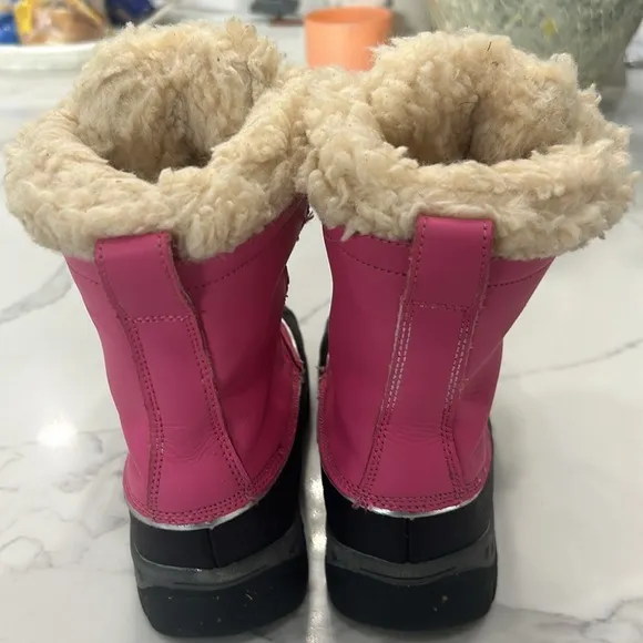 BearPawYouth Fur Baby Lace Up Oink And Black Waterproof Winter Snow Boots. S 1