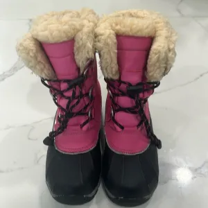 BearPawYouth Fur Baby Lace Up Oink And Black Waterproof Winter Snow Boots. S 1