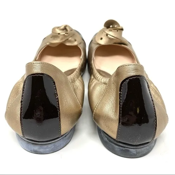 Beautifeel Ivana leather ballet flats plating brown